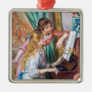 Pierre Auguste Renoir - Mädchen am Klavier Ornament Aus Metall