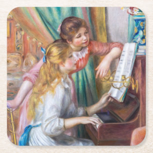 Pierre Auguste Renoir - Mädchen am Klavier Rechteckiger Pappuntersetzer
