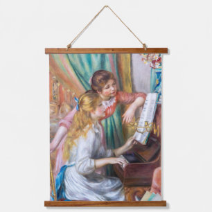 Pierre Auguste Renoir - Mädchen am Klavier Wandteppich Mit Holzrahmen