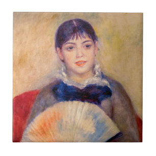 Pierre-Auguste Renoir - Mädchen mit einem Fächer Fliese