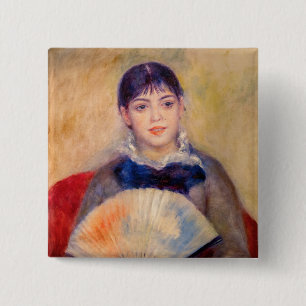 Pierre-Auguste Renoir - Mädchen mit einem Fan Button