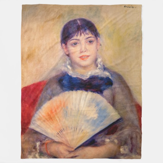Pierre-Auguste Renoir - Mädchen mit einem Fan Fleecedecke (Vorderseite)