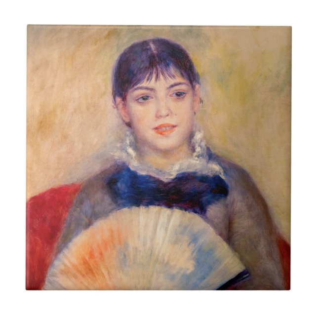 Pierre-Auguste Renoir - Mädchen mit einem Fan Fliese (Vorderseite)