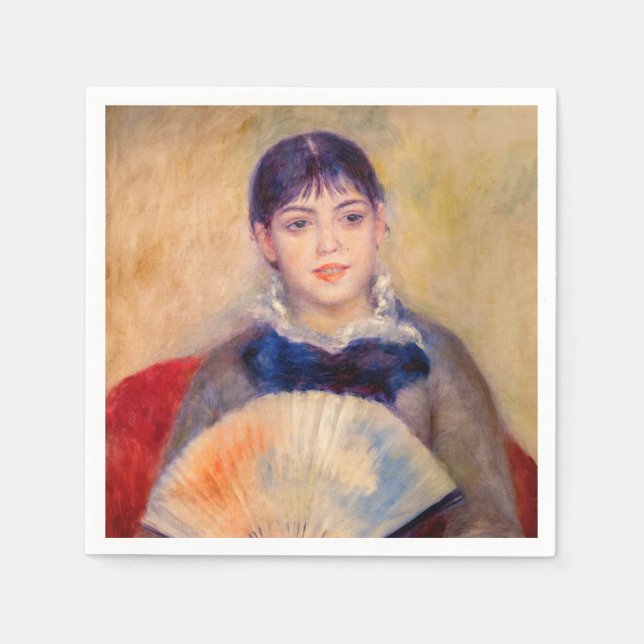 Pierre-Auguste Renoir - Mädchen mit einem Fan Serviette (Vorderseite)