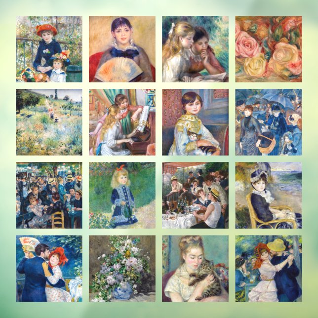 Pierre-Auguste Renoir - Masterpiece Grid Collage Fensteraufkleber (Blatt 3)