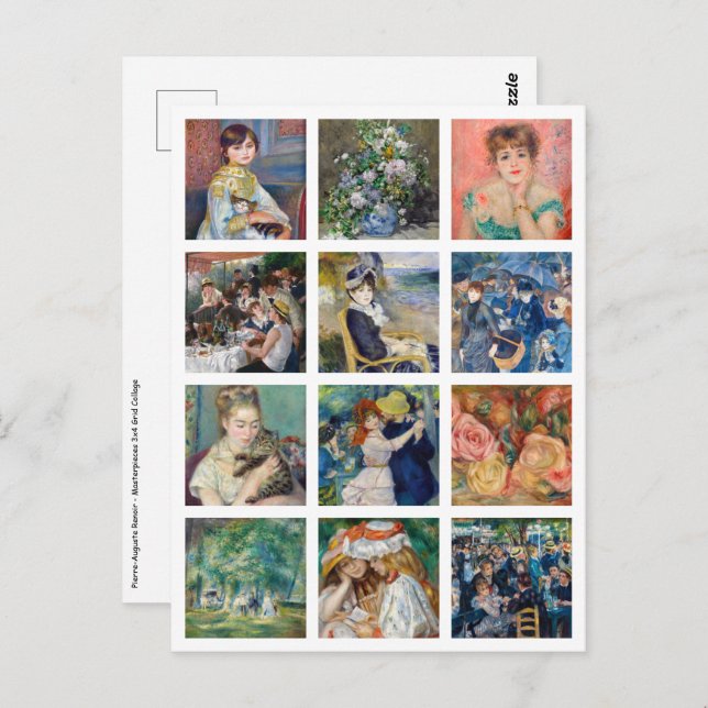 Pierre-Auguste Renoir - Masterpiece Grid Collage Postkarte (Vorne/Hinten)