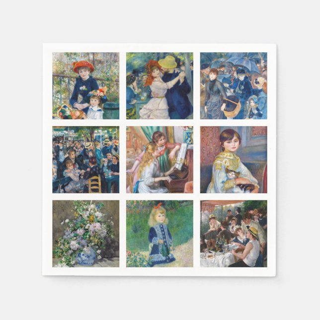 Pierre-Auguste Renoir - Masterpiece Grid Collage Serviette (Vorderseite)