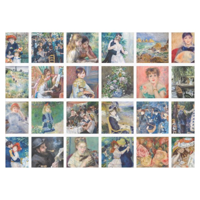 Pierre-Auguste Renoir - Masterpiece Grid Collage Tischdecke (Vorderseite (Horizontal))