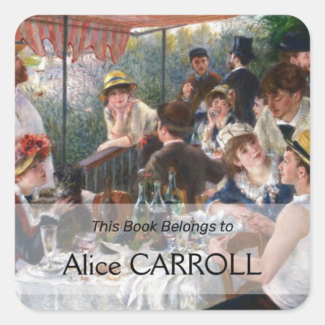 Pierre-Auguste Renoir - Mittagessen im Party Quadratischer Aufkleber (Vorderseite)