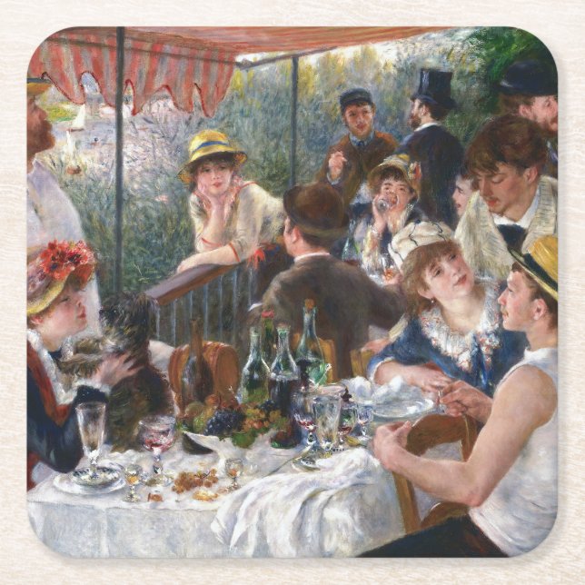 Pierre-Auguste Renoir - Mittagessen im Party Rechteckiger Pappuntersetzer (Vorderseite)