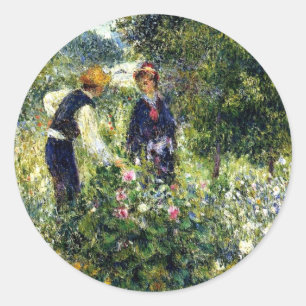 Pierre-Auguste Renoir Painting, Picking-Blume, Runder Aufkleber