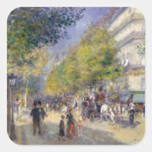 Pierre-Auguste Renoir - Paris, Grands Boulevards Quadratischer Aufkleber