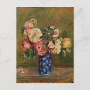 Pierre Auguste Renoir Pink Blue Bouquet von Rose Postkarte