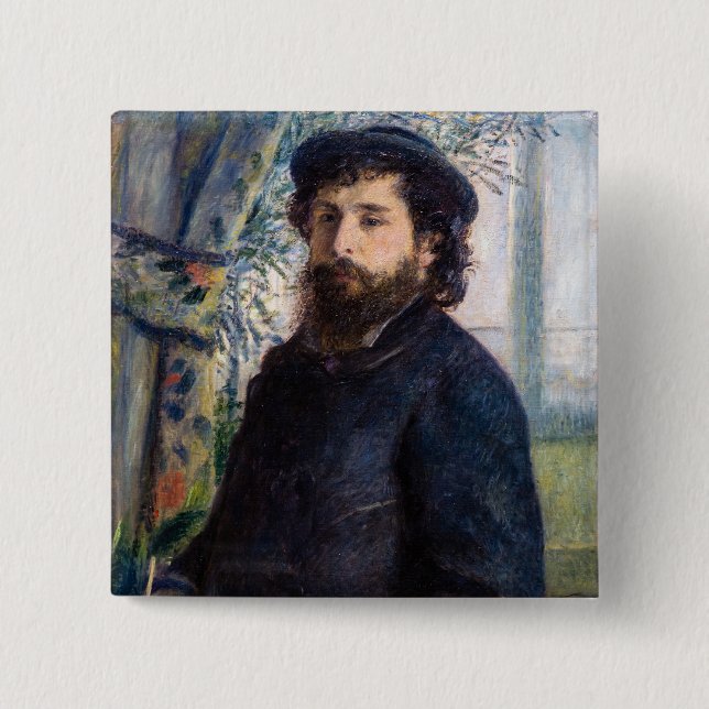 Pierre Auguste Renoir - Portrait von Claude Monet Button (Vorderseite)