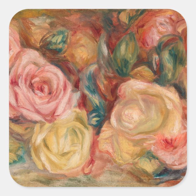 Pierre-Auguste Renoir - Rose Quadratischer Aufkleber (Vorderseite)