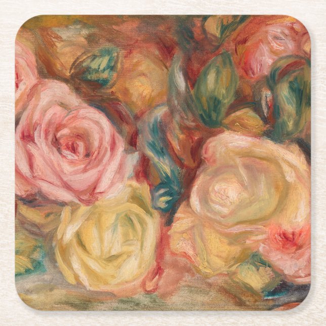 Pierre-Auguste Renoir - Rose Rechteckiger Pappuntersetzer (Vorderseite)