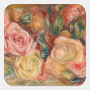 Pierre-Auguste Renoir - Rosen Quadratischer Aufkleber