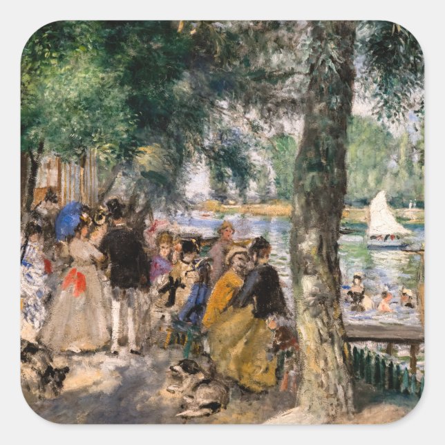Pierre-Auguste Renoir - Seine-Badezone Quadratischer Aufkleber (Vorderseite)