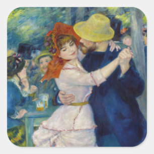 Pierre-Auguste Renoir - Tanz im Bougival Quadratischer Aufkleber