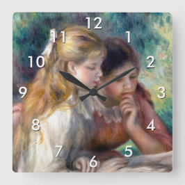 Pierre-Auguste Renoir - The Reading Quadratische Wanduhr