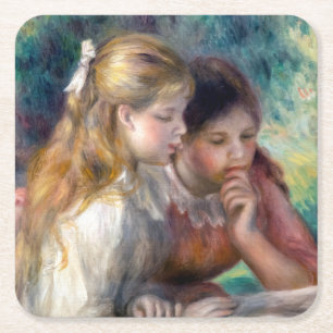 Pierre-Auguste Renoir - The Reading Rechteckiger Pappuntersetzer