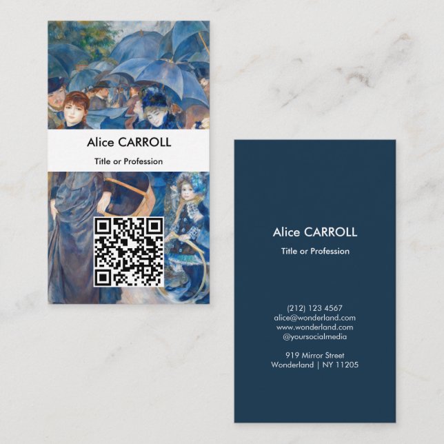 Pierre-Auguste Renoir - The Umbrellas - QR-Code Visitenkarte (Vorne/Hinten)