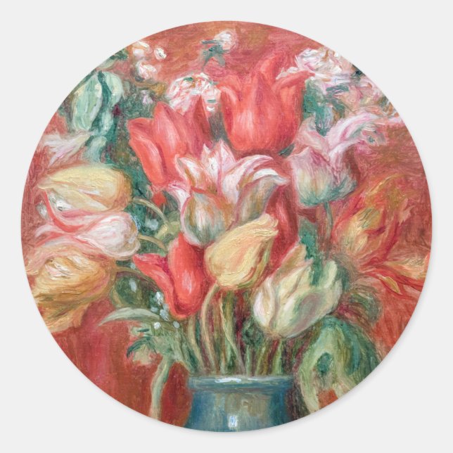 Pierre-Auguste Renoir - Tulip Bouquet Runder Aufkleber (Vorderseite)