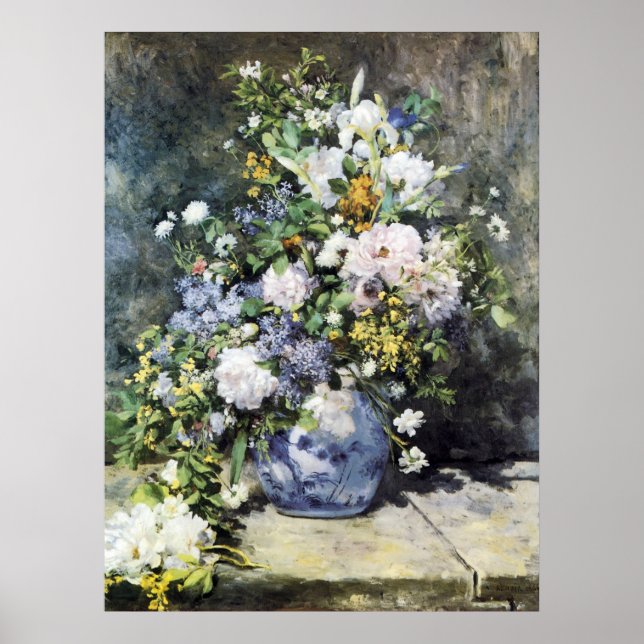 Pierre-Auguste Renoir, Vase der Blume Poster (Vorne)