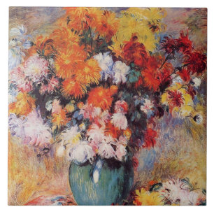 Pierre-Auguste Renoir Vase von Chrysanthema Fliese