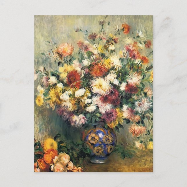 Pierre-Auguste Renoir-Vase von Chrysanthema Postkarte (Vorderseite)