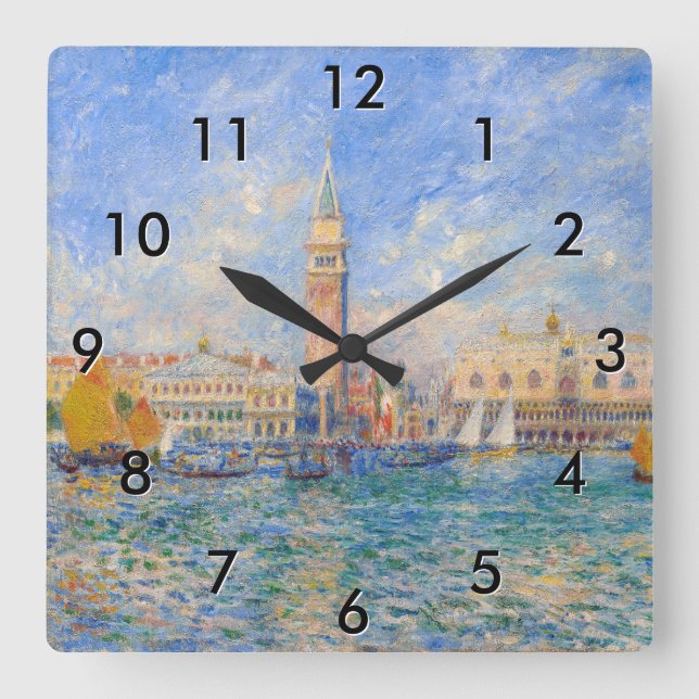 Pierre-Auguste Renoir - Venedig, der Dogenpalast Quadratische Wanduhr (Vorderseite)