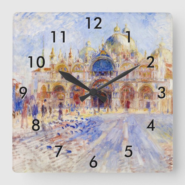 Pierre-Auguste Renoir - Venedig, Piazza San Marco Quadratische Wanduhr (Vorderseite)