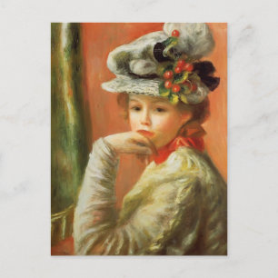 Pierre-Auguste Renoir-Young-Mädchen in einem Weißh Postkarte