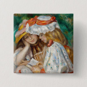 Pierre-Auguste Renoir - Zwei Girls Reading Button