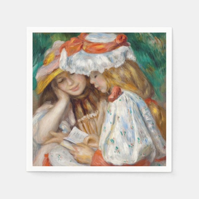 Pierre-Auguste Renoir - Zwei Girls Reading Serviette (Vorderseite)
