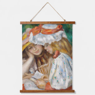 Pierre-Auguste Renoir - Zwei Mädchen lesen Wandteppich Mit Holzrahmen