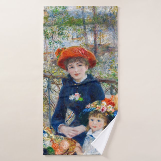 Pierre-Auguste Renoir - Zwei Schwestern auf der Te Badhandtuch Set (Badehandtuch)