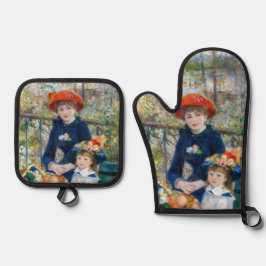 Pierre-Auguste Renoir - Zwei Schwestern auf der Te Ofenhandschuh & Topflappen-Set
