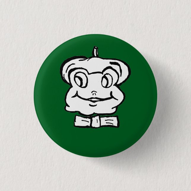 Pierre der Frosch auf grünem Hintergrund der  Button (Vorderseite)