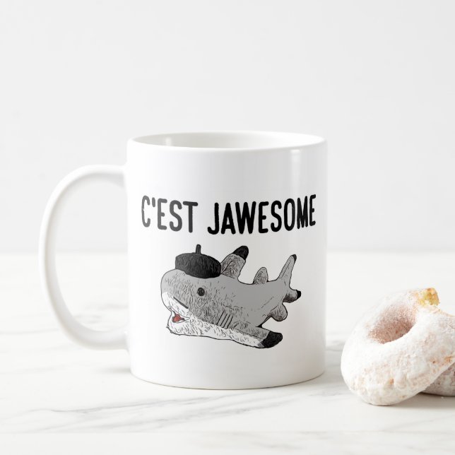 Pierre die Haifisch-Tasse (rechte Hand) Kaffeetasse (Mit Donut)