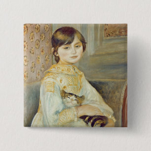 Pierre ein Renoir   Julie Manet mit Katze Button