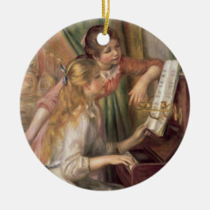 Pierre ein Renoir   junge Mädchen am Klavier Keramikornament