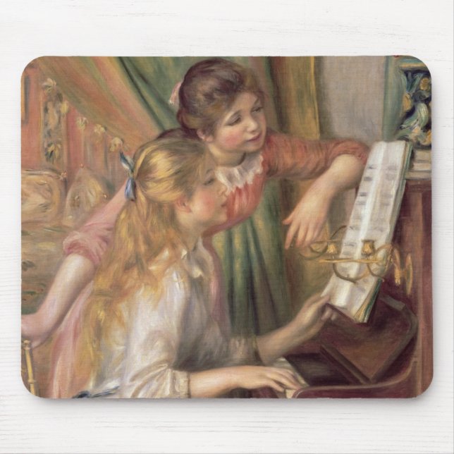 Pierre ein Renoir | junge Mädchen am Klavier Mousepad (Vorne)