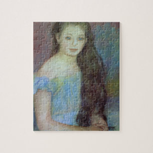Pierre ein Renoir junges Mädchen mit blauen Puzzle