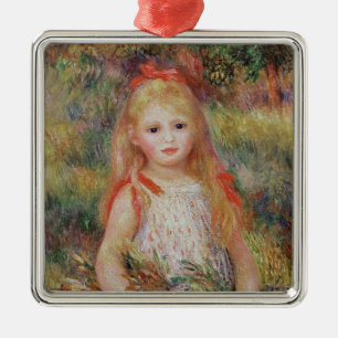 Pierre ein Renoir kleines Mädchen-tragende Silbernes Ornament