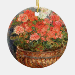 Pierre ein Renoir   Pelargonien in einem kupfernen Keramikornament