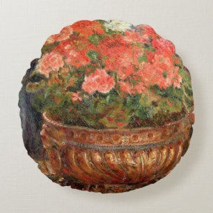 Pierre ein Renoir Pelargonien in einem kupfernen Rundes Kissen