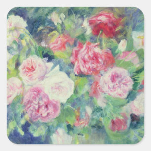 Pierre ein Renoir Rosen 2 Quadratischer Aufkleber