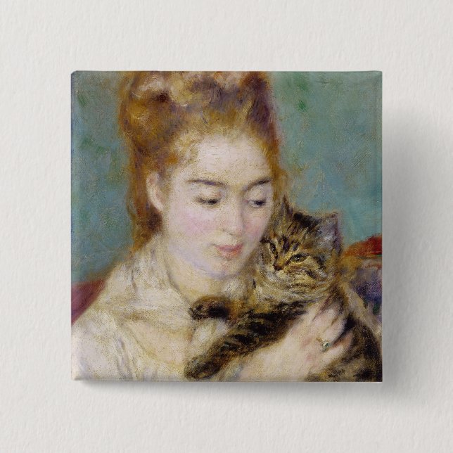Pierre eine Renoir | Frau mit einer Katze Button (Vorderseite)