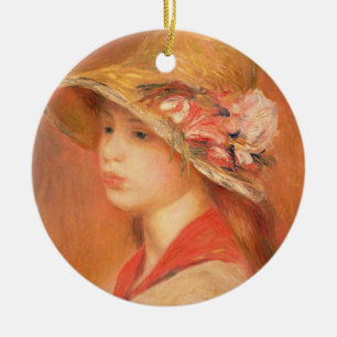 Pierre eine Renoir   junge Frau in einem Hut Keramikornament